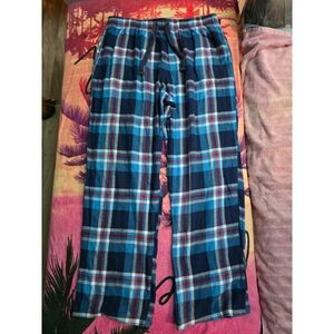 Zone Men's Flannel Plaid Lounge Pants – XL | Blue Plaid | Drawstring